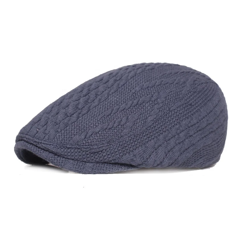 Wholesale new style knitted wool beret small fresh striped stretch hat men and women