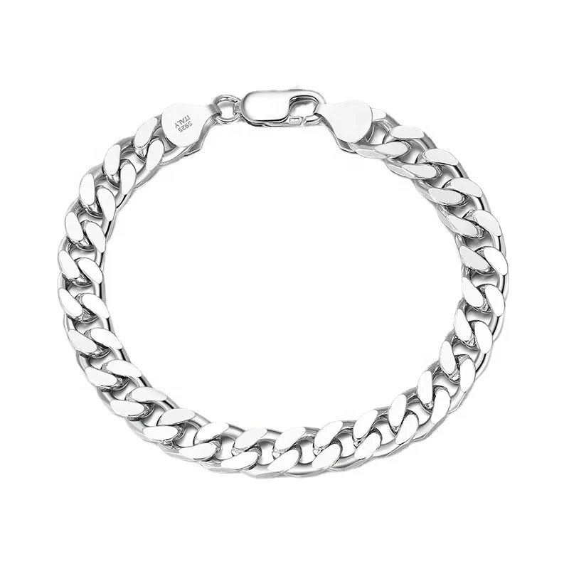 R.Gem. Italian Cuban Link Curb Chain 925 Sterling Silver Bracelet for Men Women