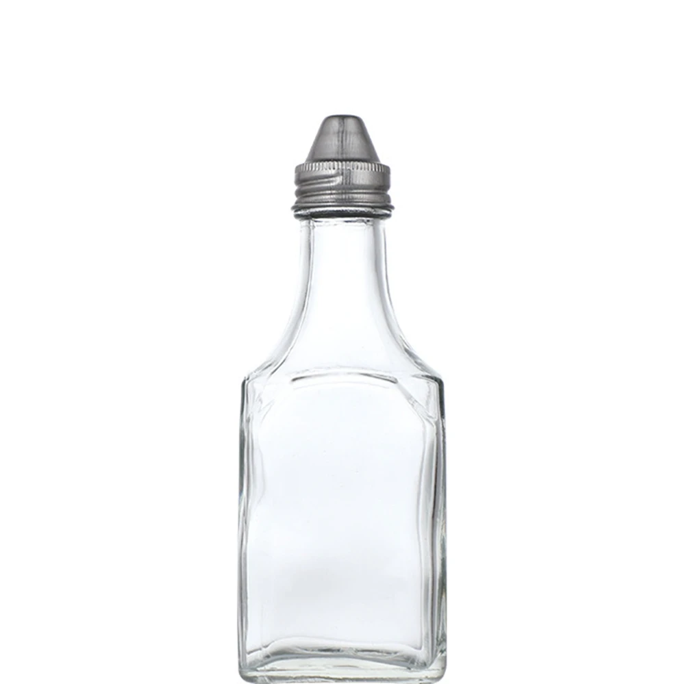 170ml 180ml square cooking oil seasoning pepper glass bottle with screw metal lid