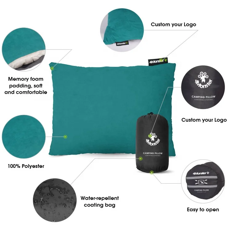 Outdoor Compressible Memory Foam Travel Pillow Portable neck pillow for Hiking or camping