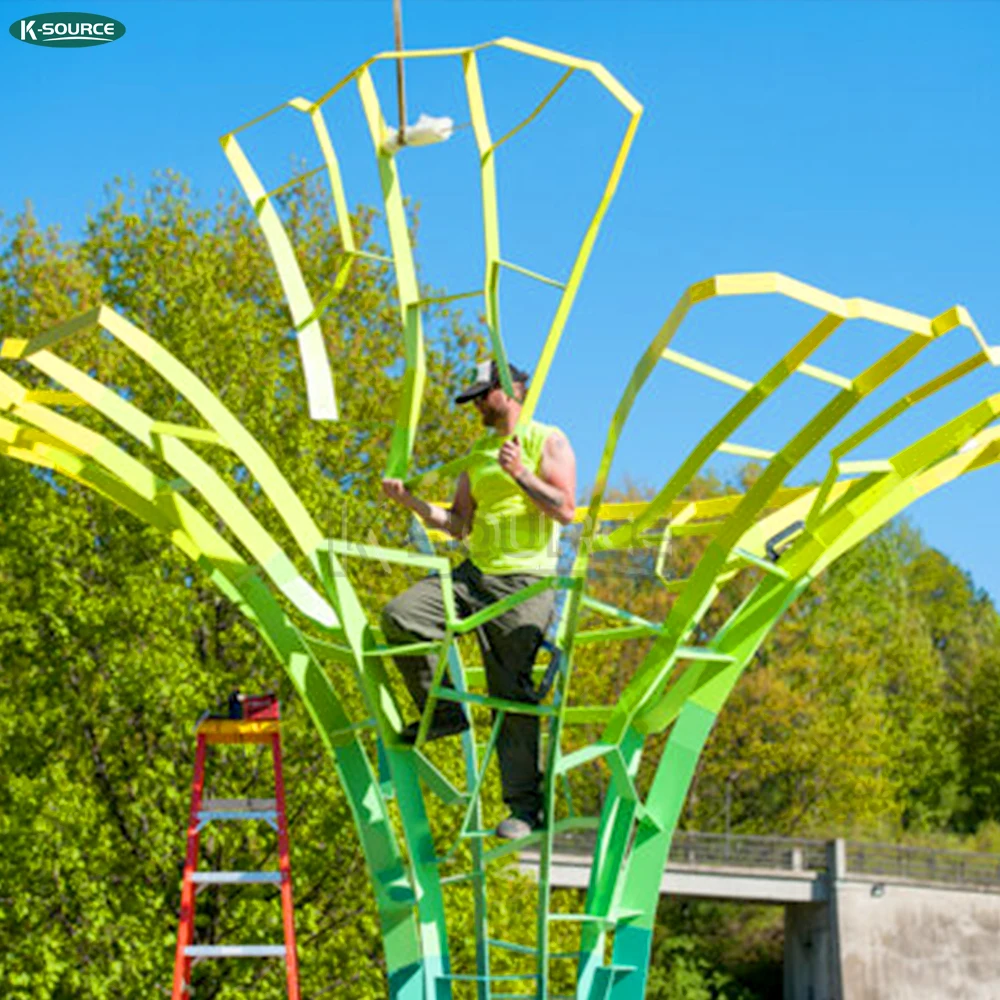 Outdoor modern art Deco metal 304 stainless steel tree garden abstract sculpture