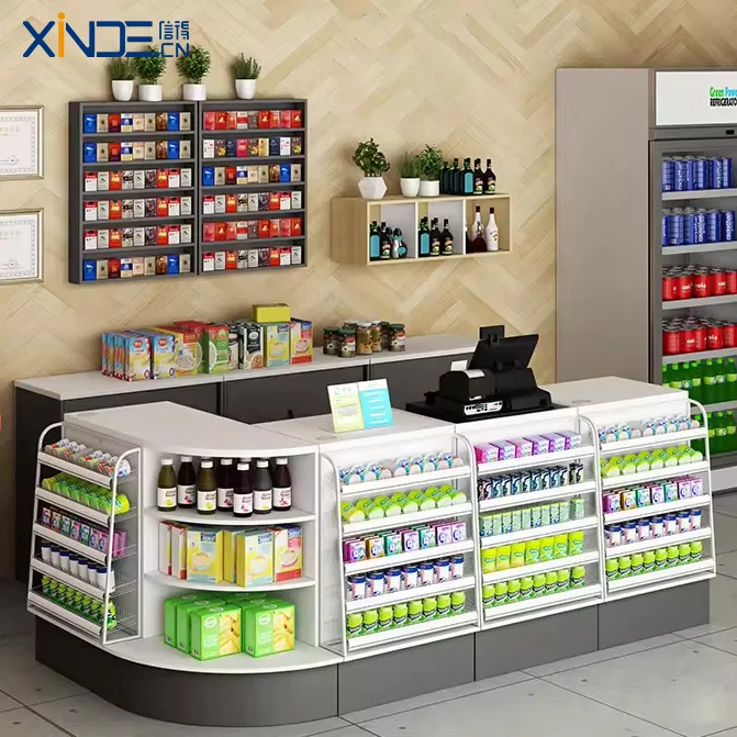 XINDE Hot-Selling Morden Store Convenience Shops Checkout Counter Cashier Coffee Shop Counter With Conner