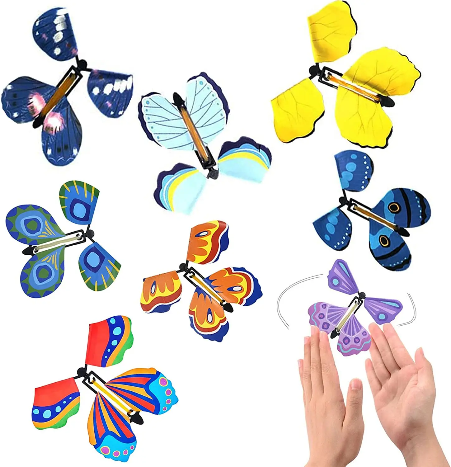 Hot Selling Custom Rubber Band Powered Magic Paper Flying Butterfly Surprise Box For Children Toy