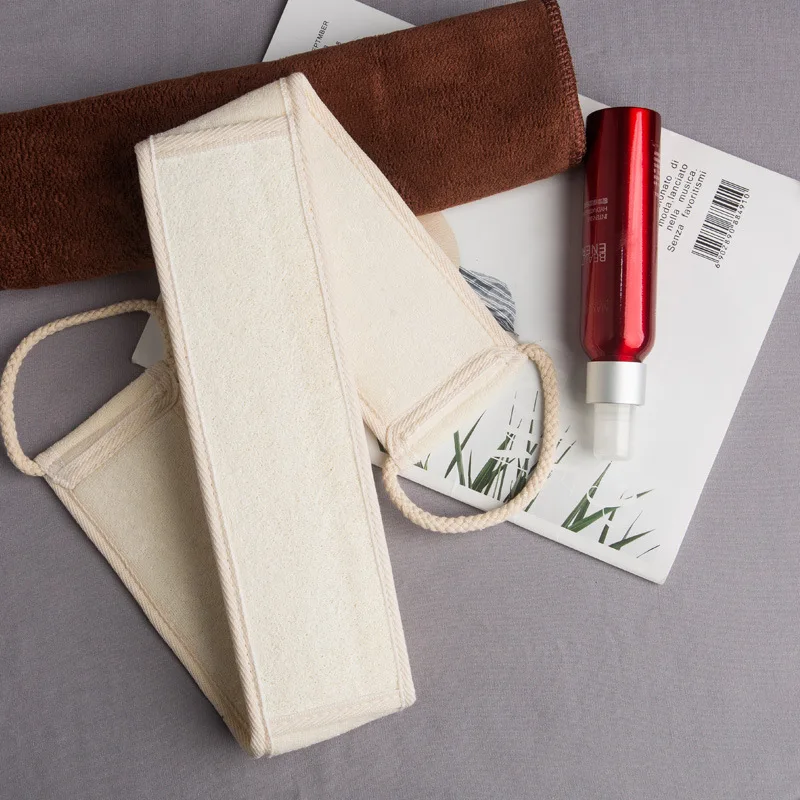 Bath Body Cleaning Scrubbing Strap Bath Belt Luffa Back Scrubber Double Side Exfoliating Loofah Scrub Strap With Handles