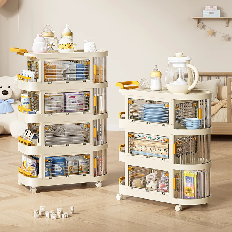 Wannuo 2/3/4 Layers Removable Baby Products Storage Cart Multi-functional Plastic Storage Cart With Universal Wheel