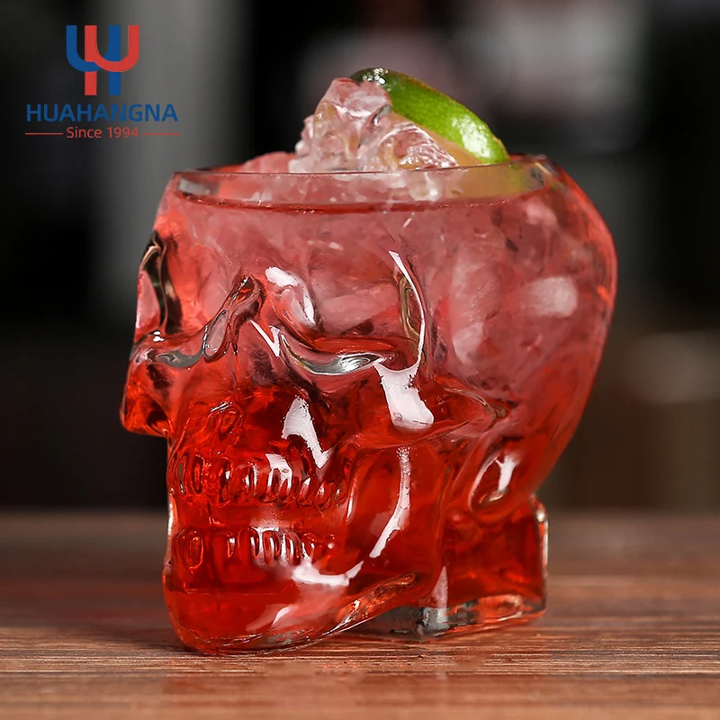 Cocktail Glasses Unique Custom Logo Sublimation Skull Shaped Crystal Clear Vodka Shot Glasses For Gift