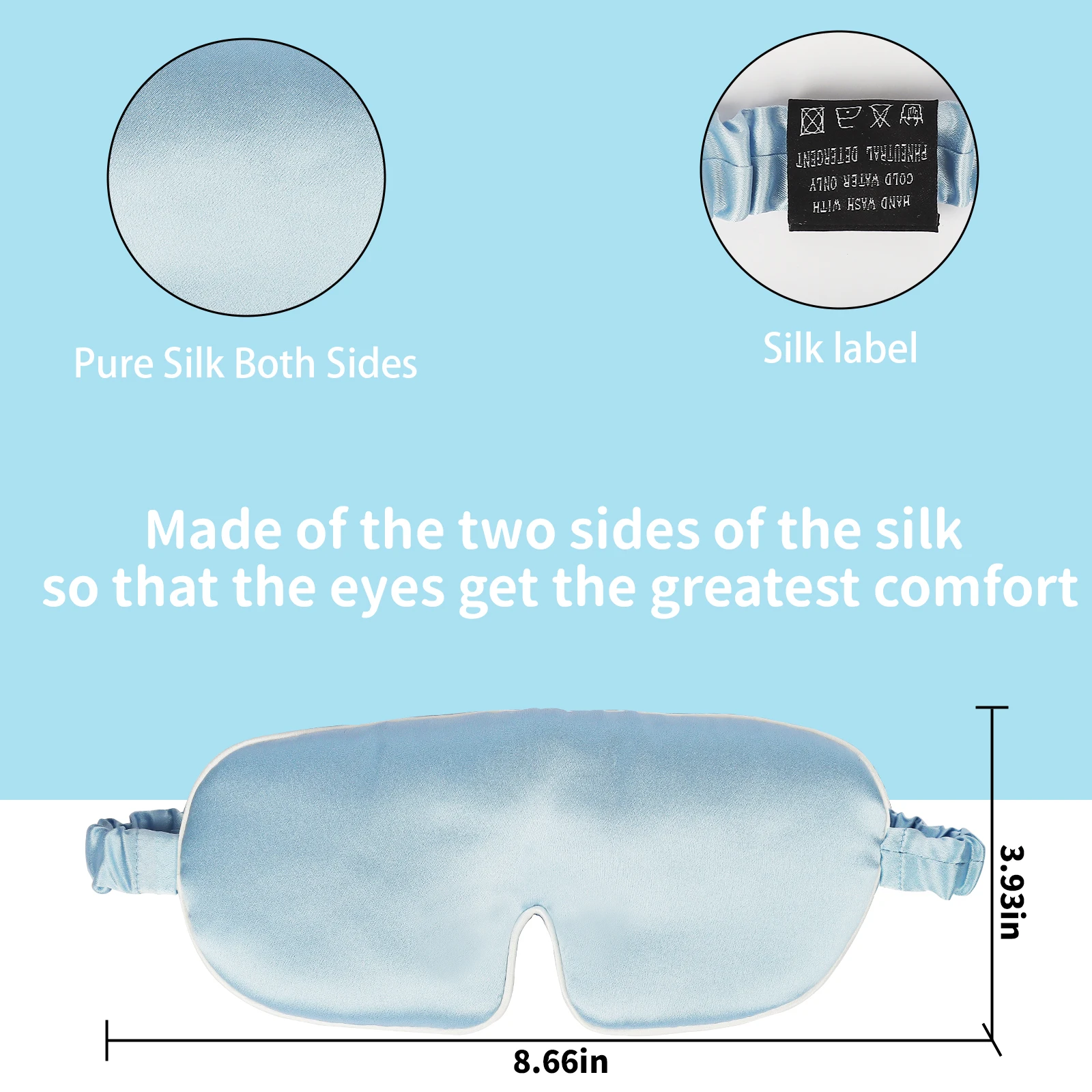 Blue Silk Sleep Mask Face-Hugging Padded Silk Cocoon For Luxury Sleep In Total Darkness For Home or Plane Travel