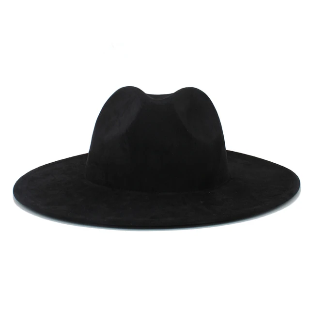 Men Women Suede Fabric Fedora Caps Classical Panama Hats Wide Brim Sunhats Jazz Cap Party