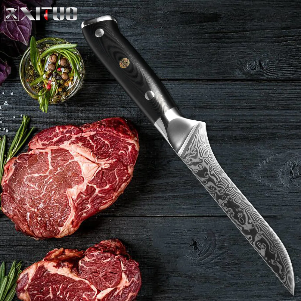 XITUO 6 inch boning knife 67 layer Damascus steel sharp cut meat professional pick bone slices kitchen chef special cooking tool