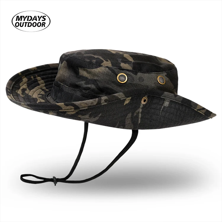 Mydays Outdoor Fashion Portable Shade Fishing Jungle Exploration Summer Cap Tactical Hunting Bucket Fisherman Hats for Hiking