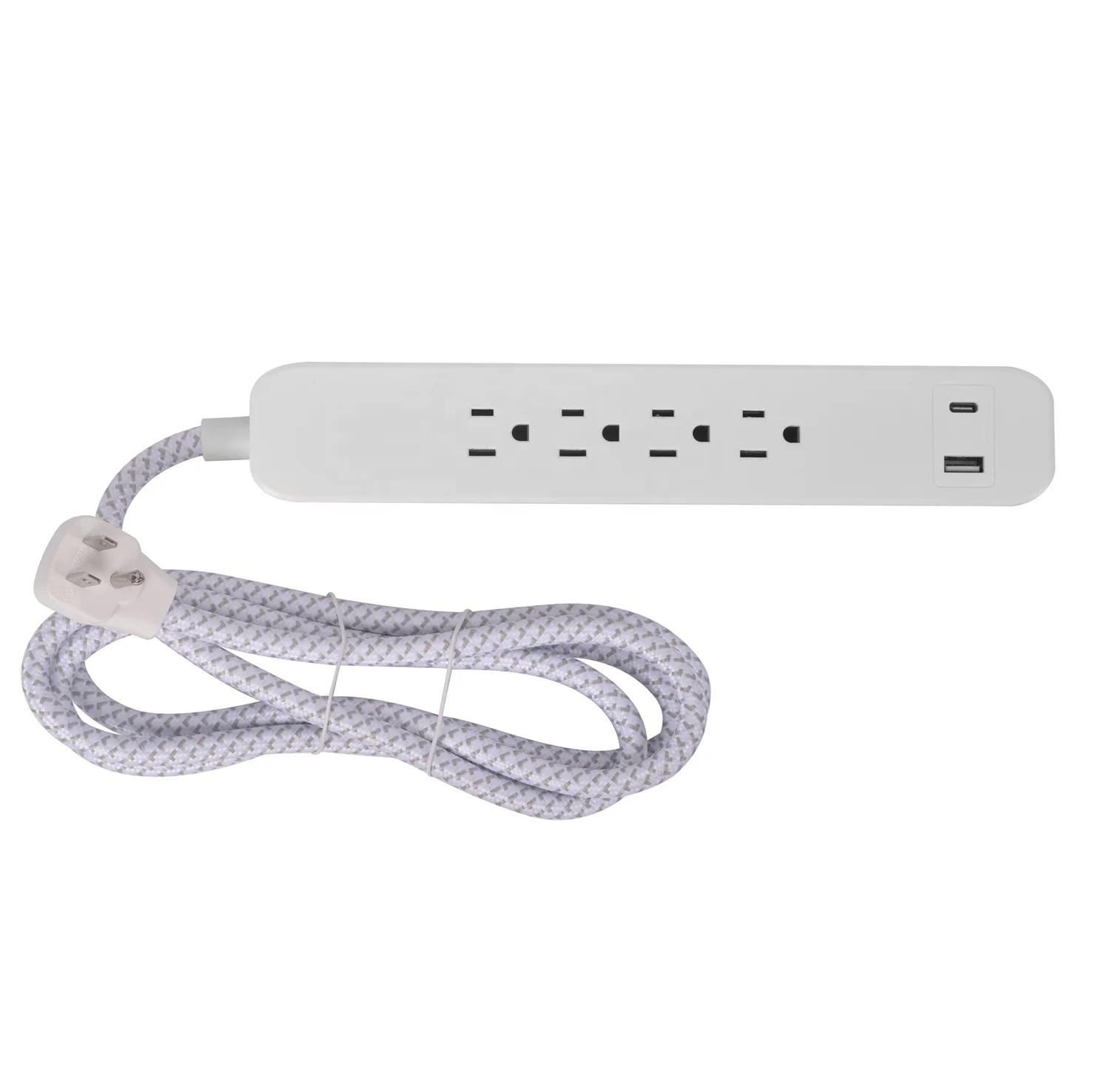 4 AC Power Outlets Nema Plug Extension Socket with 2 USB