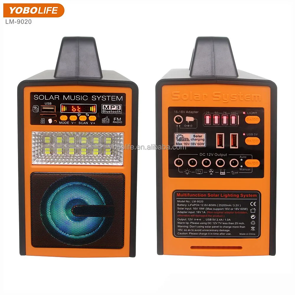 LM-9020 Solar Camping System Portable Solar Power Station 12V 80Wh Use DC Fan&TV Home Lighting Kits For Outdoor