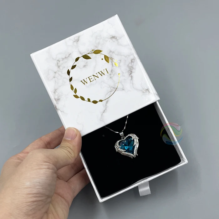 Bulk Cheap Marble Slide Drawer Paper Cardboard Necklace Ring Earring Set Box