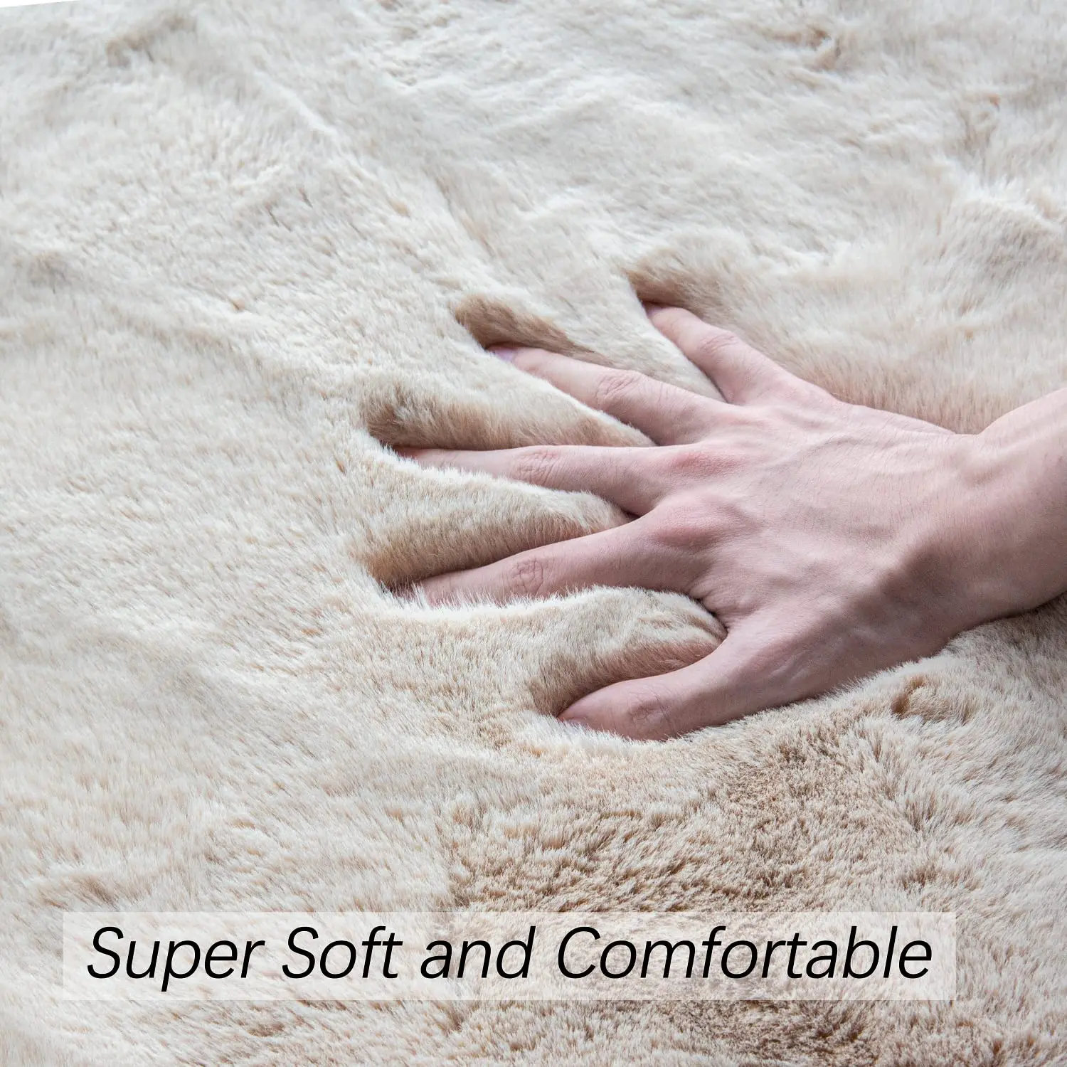 Reversible Faux Rabbit Fur Rug Machine Washable Area Rugs for Bedroom Fluffy Rugs for Living Room