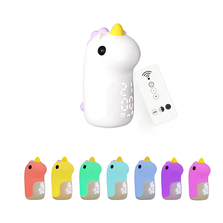 Multi-function smart Unicorn alarm clock Night light with remote rechargeable