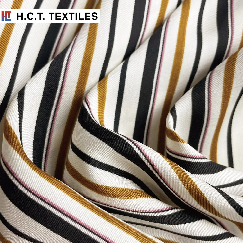 Мягкая и гладкая ткань с принтом в полоску 95 г полиэстер 100% драпировочная диагональным переплетением для платья-Блузки
