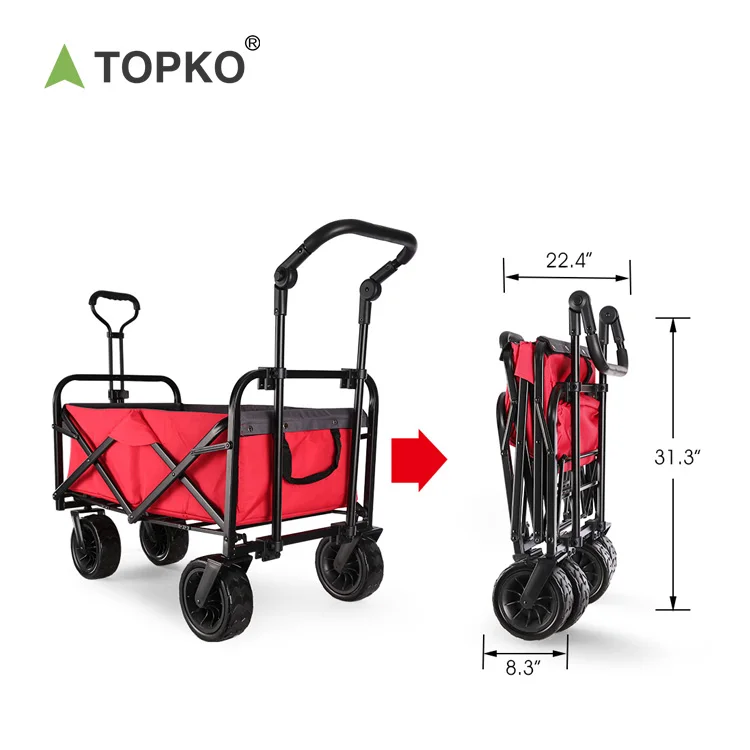 TOPKO 3-In-1 Outdoor Collapsible Wagon for Kids and Cargo,Cooler  Serving Minibar Trolley