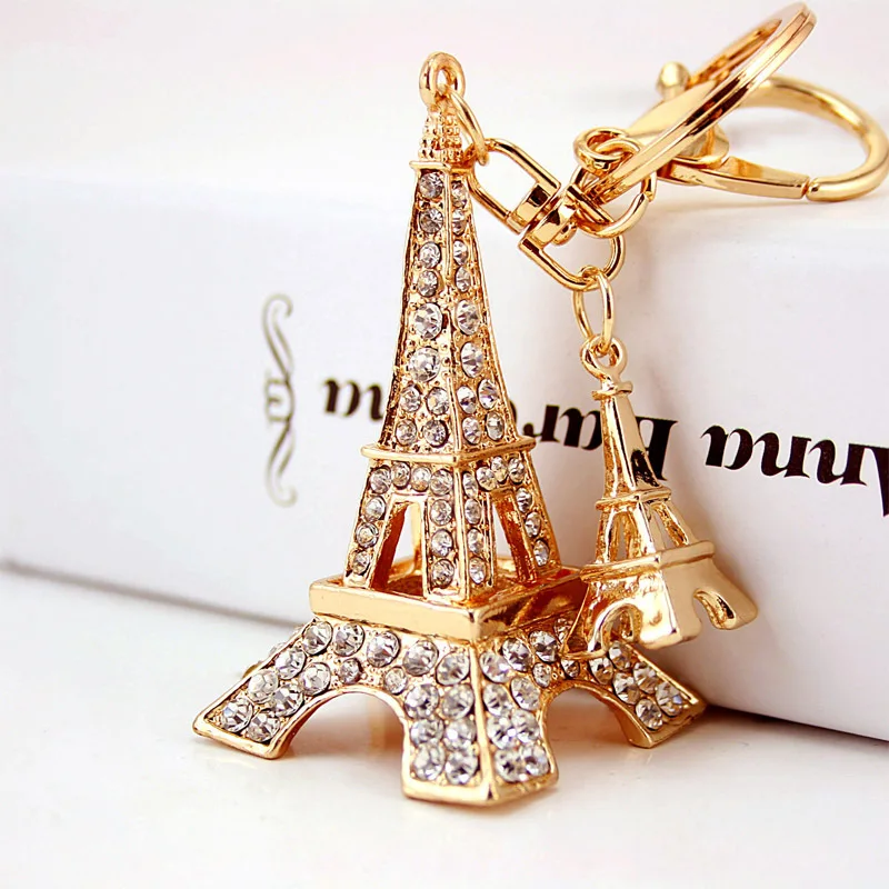 Fashion the Eiffel Tower key chain metal ornament set diamond car key chain manufacturer wholesale