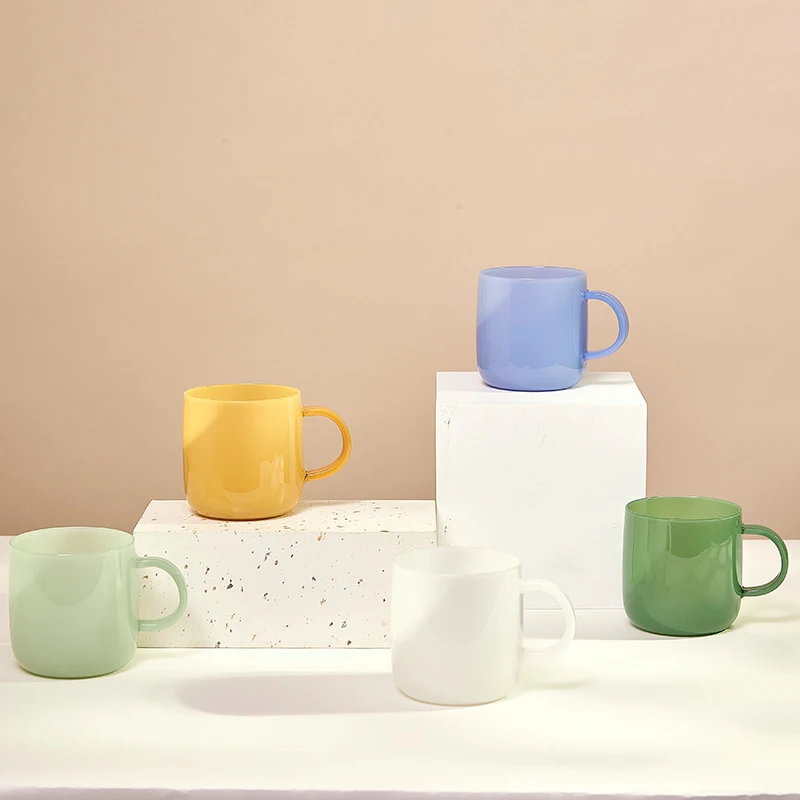 Coffee Mugs Single Wall Glass Sublimation 12Oz Milk Glass Mug Clear Cups With Handle Heat-Resistant Glass Cups