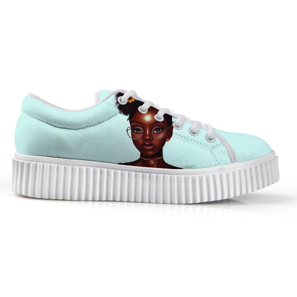 Printed Afro Girls Black Art Women Shoes Platform Sneakers Women Flat Casual Shoes Women Loafers Lace Up Ladies Shoes