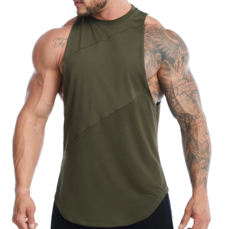 95% Polyester  5% Spandex Cheap Price Wholesale Sports Running Sleeveless T - Shirt For Men Gym