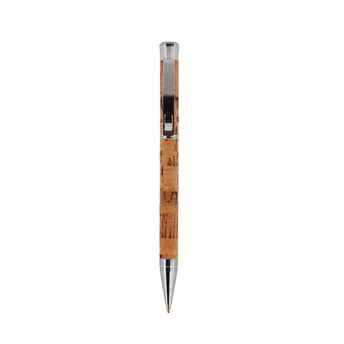 Customized Logo Eco Friendly Click Action Cork Barrel Wheat Straw Clip Ballpoint Pen Cork