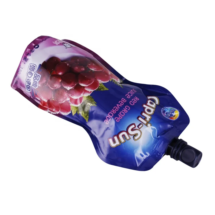 
Custom printed Standing Up Resealable aluminum laminated foil Fruit Juice Drink Doypack Spout Pouch 