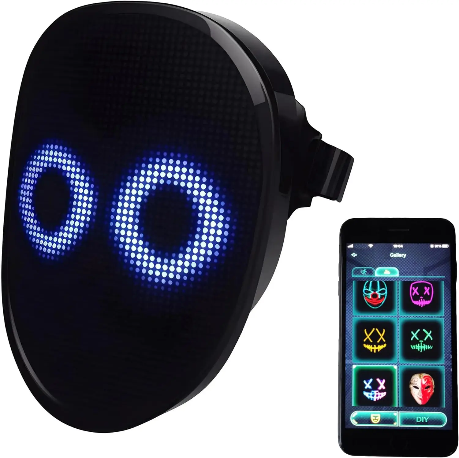 Wireless App Black Halloween Face LED Mask Facial Masked for Party