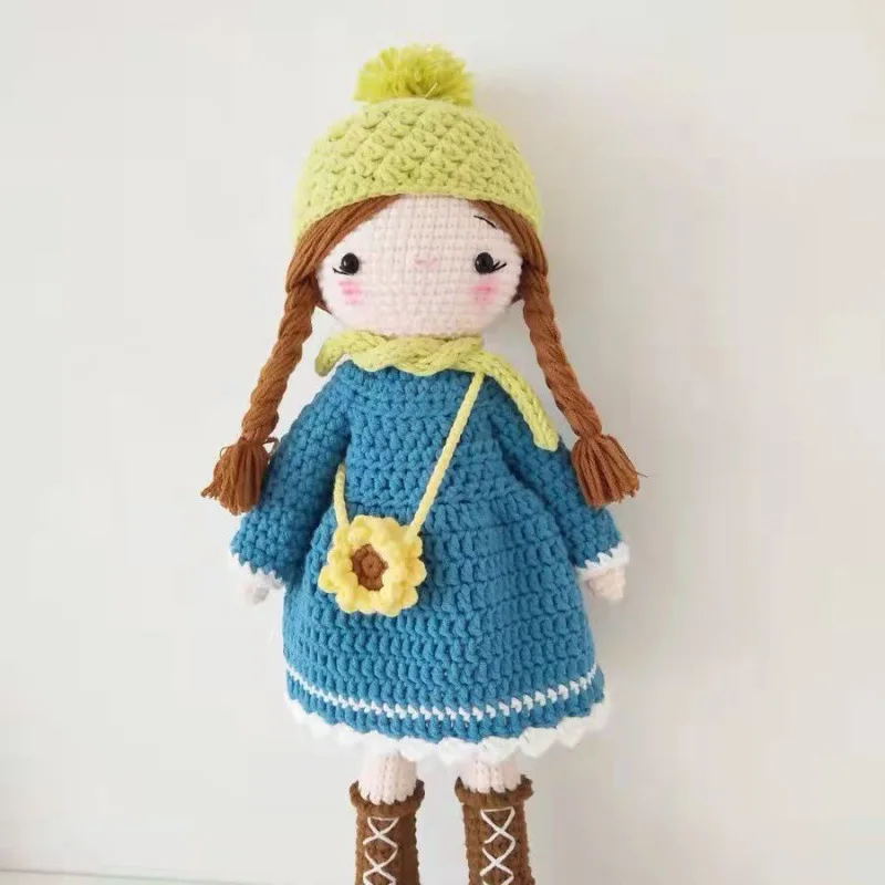 Handmade Crochet Wool Doll Rabbit Animal Stuffed Plush Toy Baby Soothing Baby Sleeping Doll