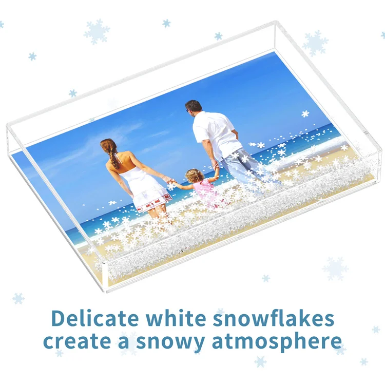 Factory Direct Memory Recording 2X3 Mini Size Water Snow Globe Picture Frame Instax Liquid Glitter Picture Photo Frame