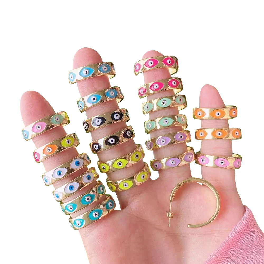 Fun2bead jewelry gold plated copper square triangle butterfly star plum blossom drop glue enamel geometric eye shaped earrings
