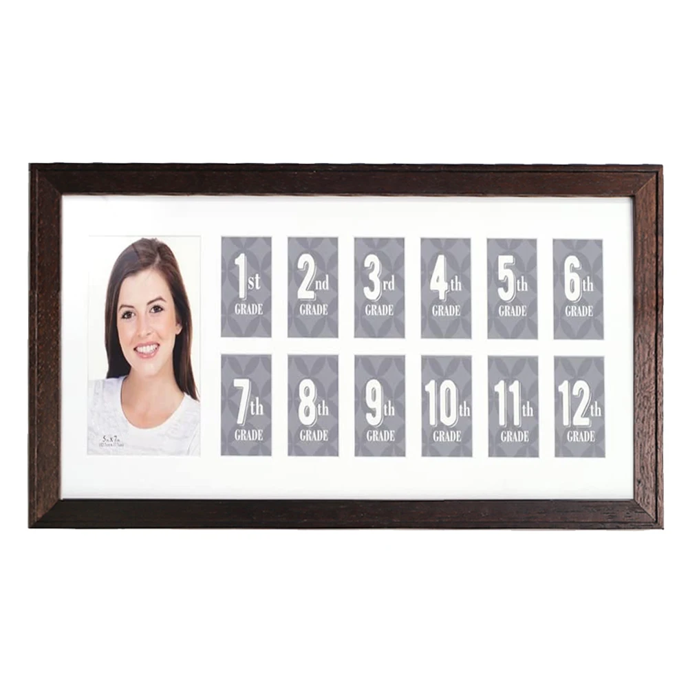 Memory Box Pine Wood 2 Picture 12 Month My First Year Baby Photo Frame