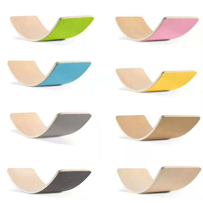 Kid Natural Wooden Yoga Balance Board Curvy Board With Tiger Pattern