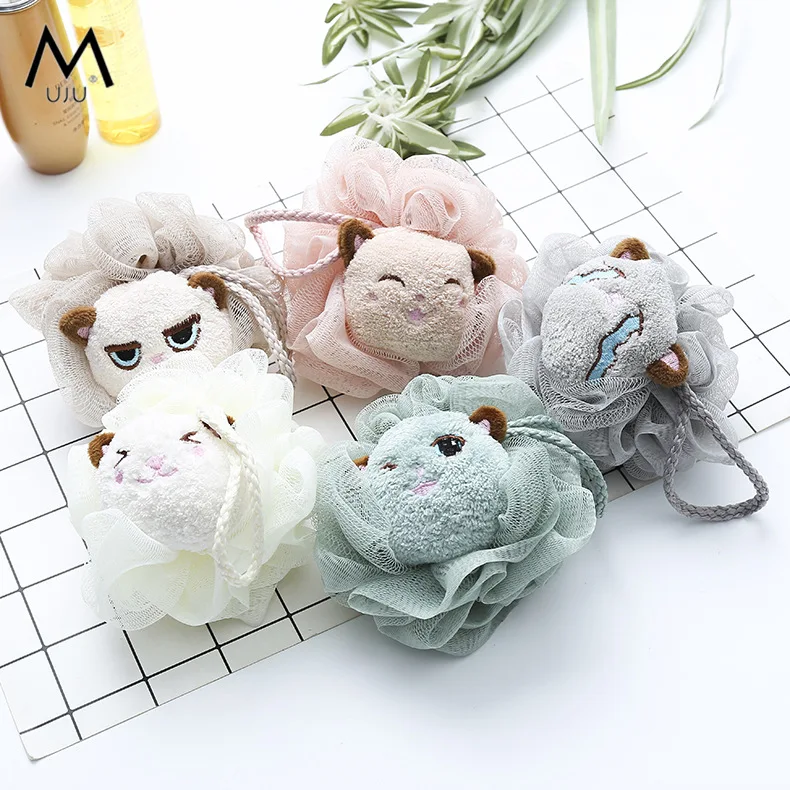 Wholesale Cute Cartoon Animal Bath Ball Sponge Kids Children Toddlers Newborns Adults Cleaning Towel Brush Soft Shower Sponges