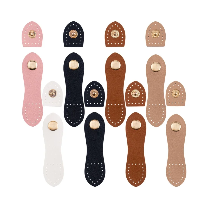 8 Sets PU Leather Snap Buckles Sew On Purse Closure Fasteners for Leather Wallet Bags Notebook Purse Making Supplies