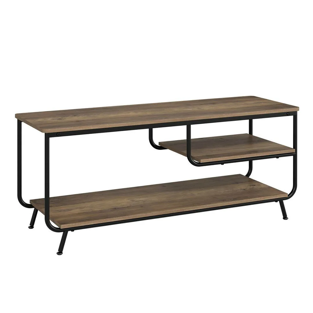 NBHY Industrial Wooden TV Cabinet Entertainment Center Media TV Console Stand with 3 Tiers Storage Shelves