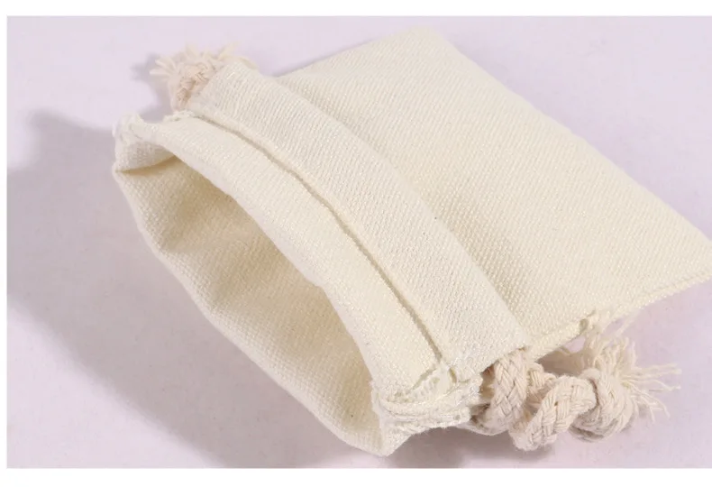 Custom Logo Printed Cotton Linen Candle Soap Pouch Eco Friendly Gift Drawstring Bag