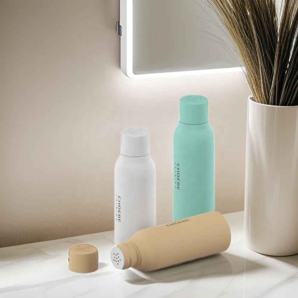 Choebe Cylinder 3oz 50ml HDPE soft touch matte squeezable plastic powder dry shampoo bottle 40 gram cosmetic packaging