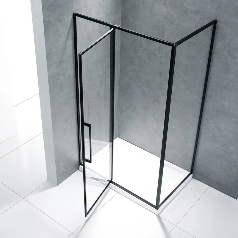 Stainless steel L-shaped shower room home decoration hotel bathroom flat door shower room glass partition