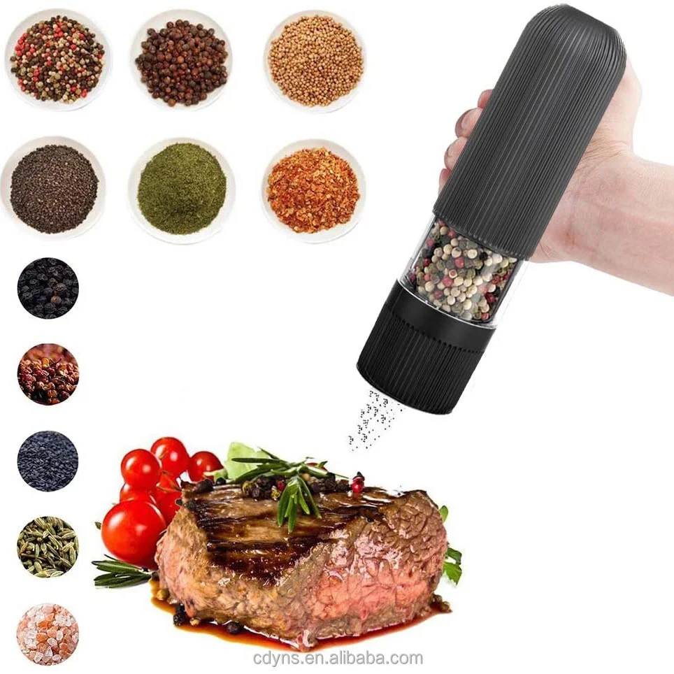 Automatic Electric Salt Pepper Grinding Kitchen Seasoning Grind Tools Salt Mills Pepper Grinder With LED Light