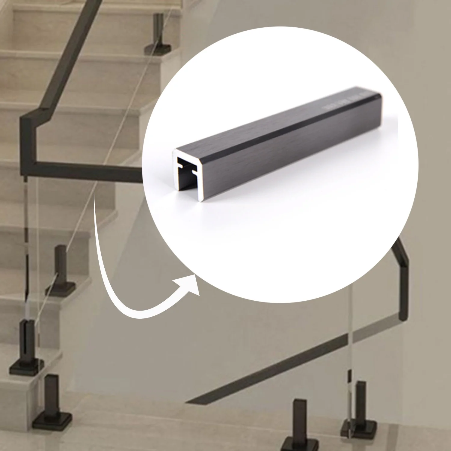 Frameless Glass Decorative Aluminum Handrail Indoor Banister Straight Spiral Staircase Railing Elegant Balustrades & Handrails