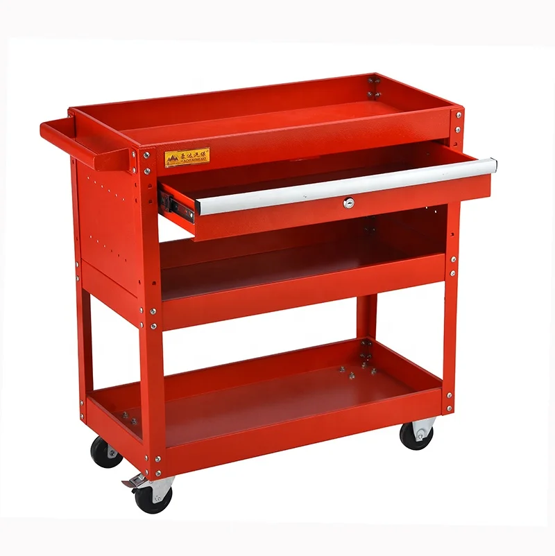 3 Layer Hand Tool Cart Service Trolley With Drawers Workshop Garage Organizer