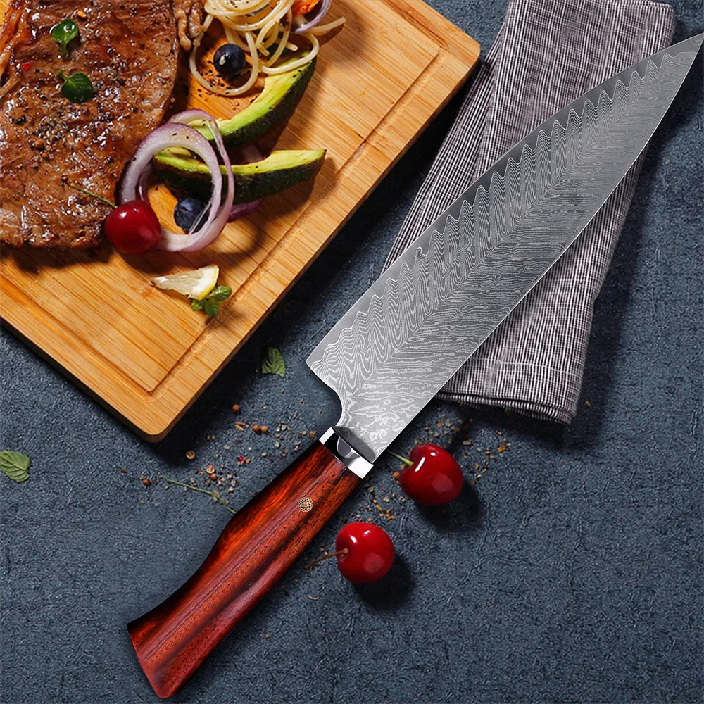 Хит продаж кухонный нож шеф-повара из дамасской стали 8 5 дюйма 67 слоев с деревянной ручкой