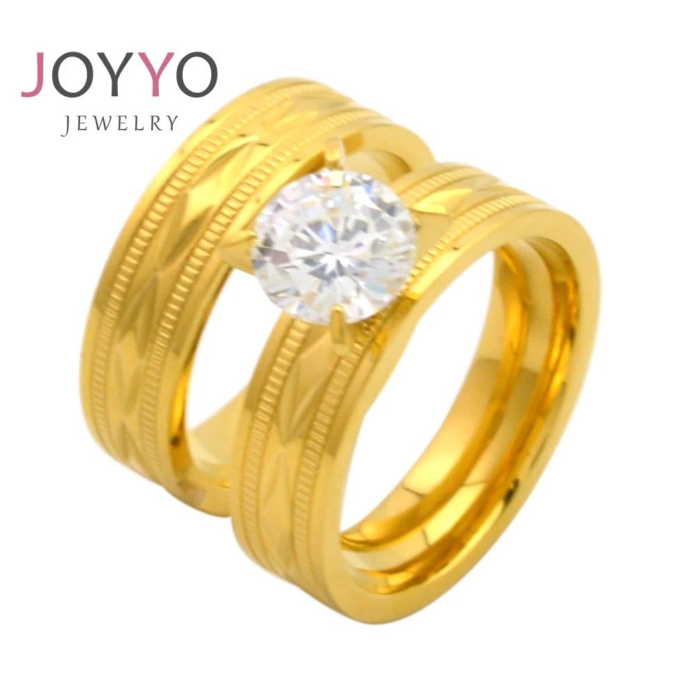 Оптовая продажа ювелирные изделия из Дубая 18k золота обручальное кольцо комплект обручальных колец