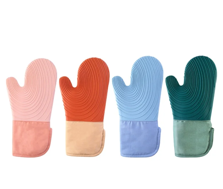 
Factory outlet 2 pcs New color silicone and cotton Professional Kitchen Tools Kitchen Accessories Silicone Oven Mitt set 