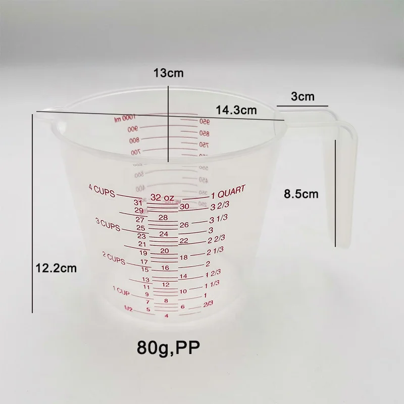 Бренд оригинального производителя BPA бесплатная пластиковая мерная чашка Набор для кухни носик сковорода выпечная прокладка салфетка кухонной утвари мерный стаканчик жидкого