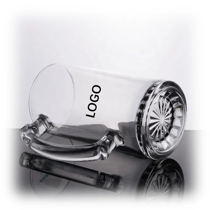 Accept Customized Logo Wholesale 380ml Rock Beer Mug 12OZ Craft Beer Glass With Handle wine cup glass