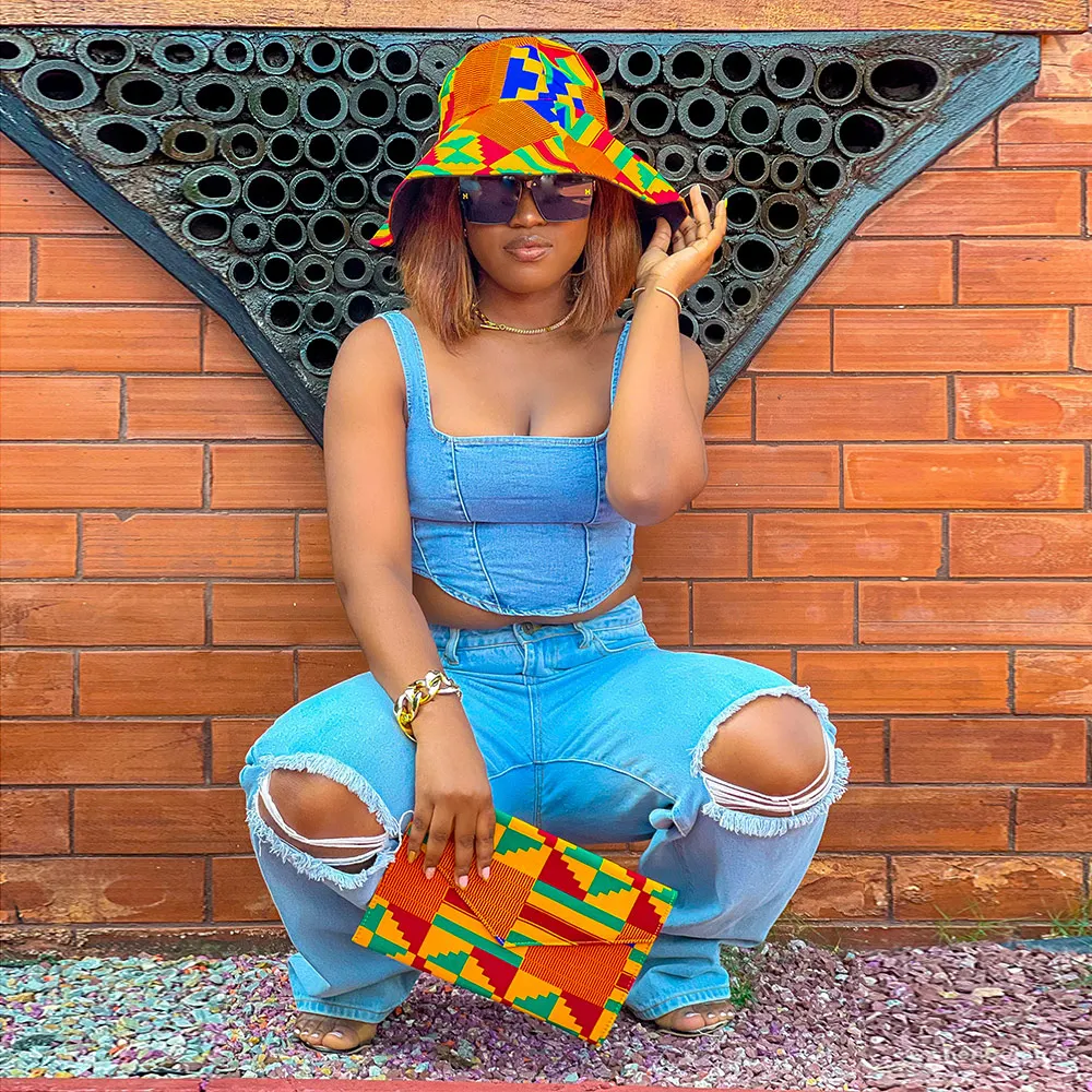 Африканская модная дамская сумочка, кошелек с узором Kente и Сумка-конверт с Африканским принтом sankara