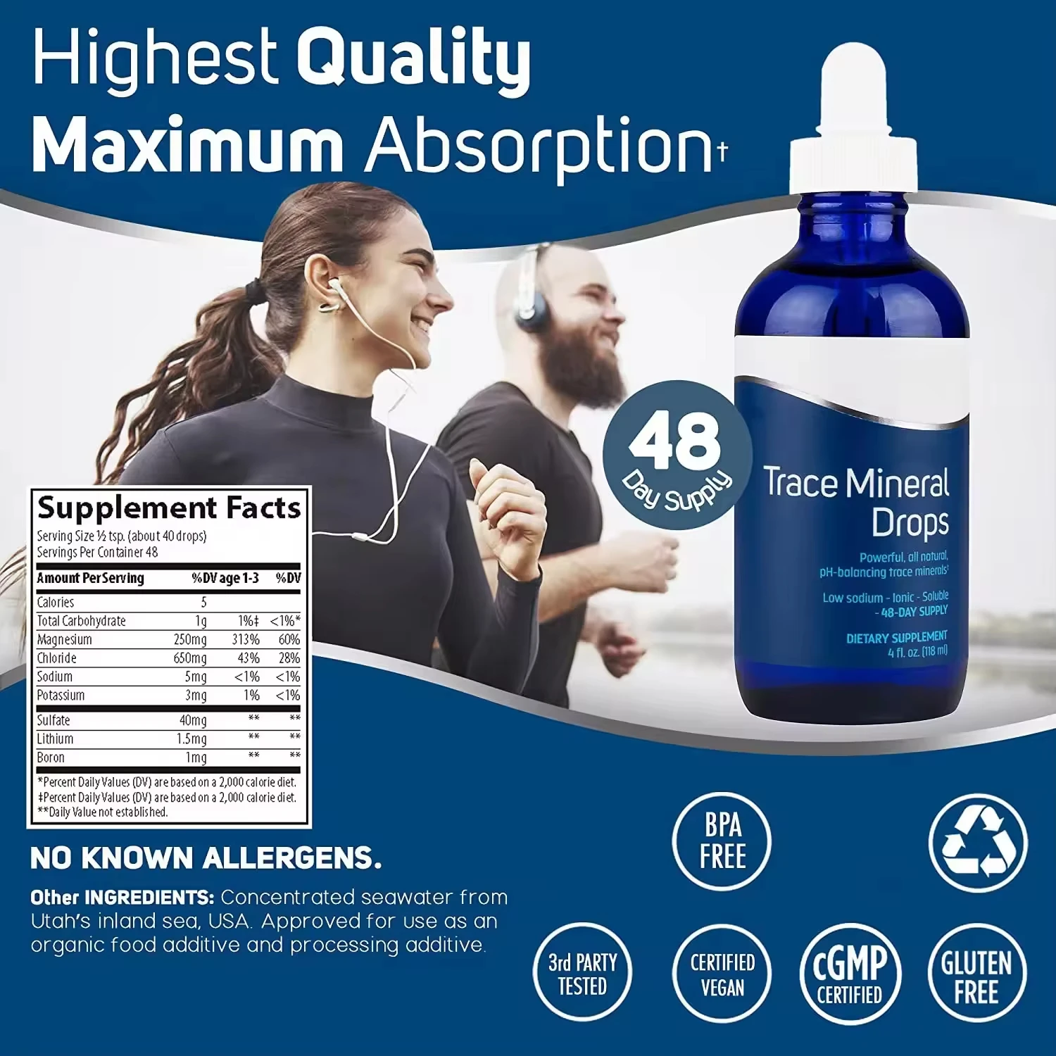 WELLBODY OEM/ODM Trace Mineral Drops Trace Minerals Chloride Potassium Hydration Electrolyte Drops