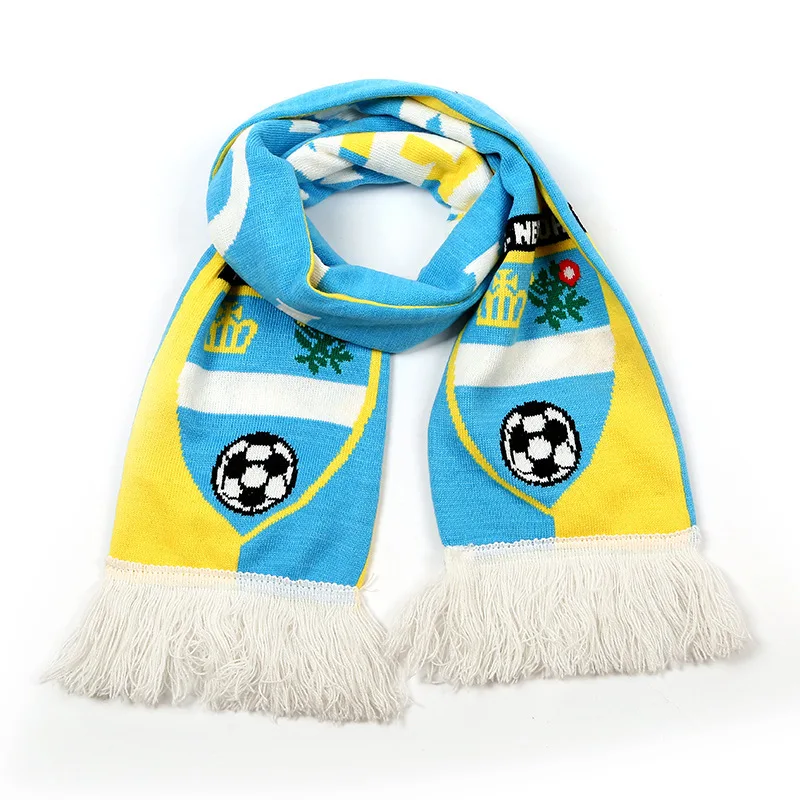 Custom Design Acrylic jacquard knitted Soccer Club Fan Football scarf